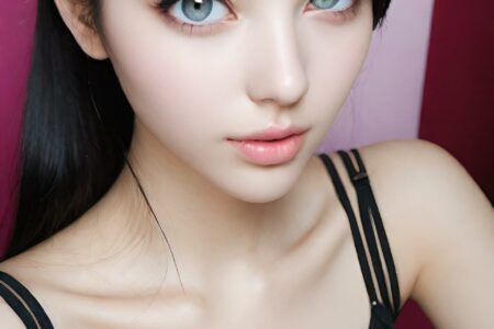 AI girl with black hair wallpaper