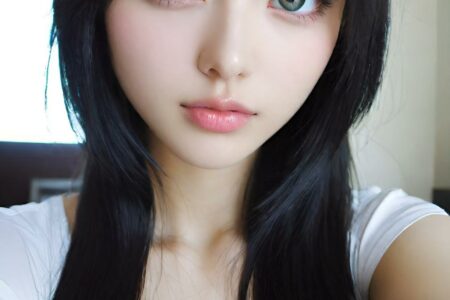AI girl with black hair wallpaper