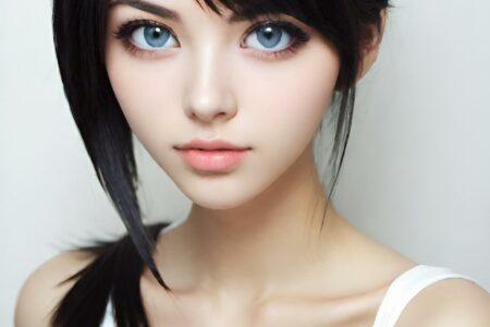 AI girl with black hair wallpaper