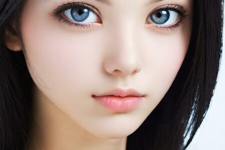 AI girl with black hair wallpaper