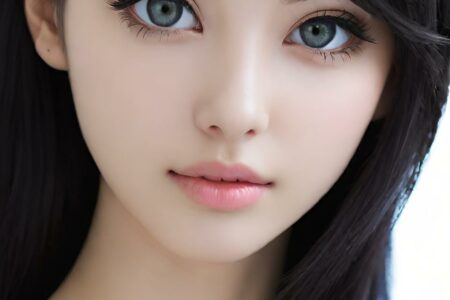 AI girl with black hair wallpaper