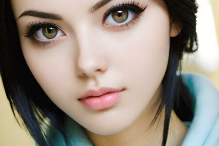 AI girl with black hair wallpaper