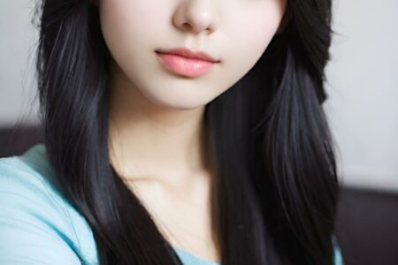 AI girl with black hair wallpaper