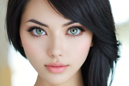 AI girl with black hair wallpaper