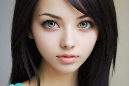 AI girl with black hair wallpaper