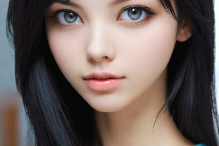 AI girl with black hair wallpaper