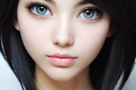 AI girl with black hair wallpaper