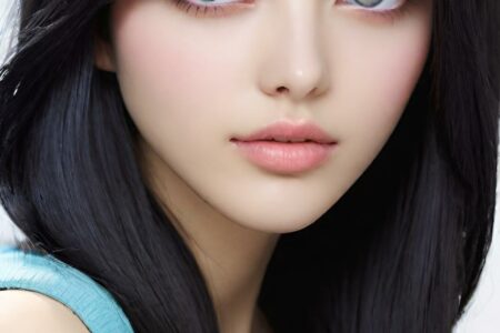AI girl with black hair wallpaper
