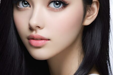 AI girl with black hair wallpaper