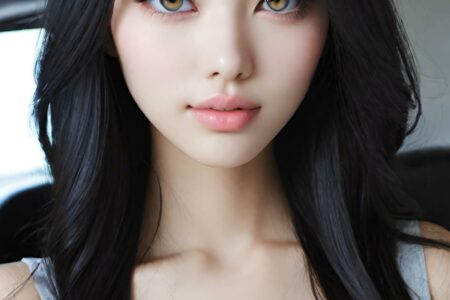 AI girl with black hair wallpaper