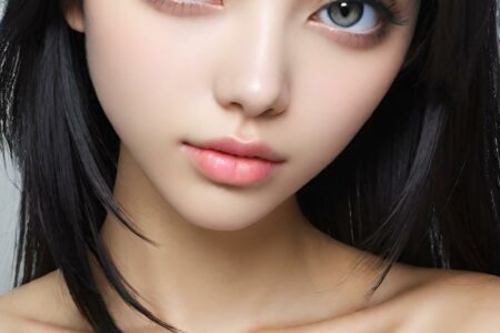 AI girl with black hair wallpaper