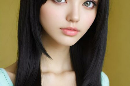 AI girl with black hair wallpaper