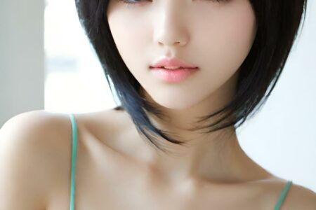 AI girl with black hair wallpaper