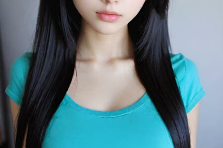 AI girl with black hair wallpaper