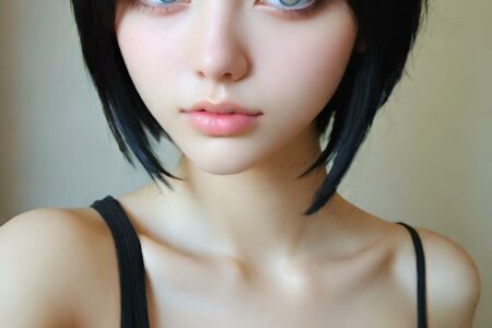 AI girl with black hair wallpaper