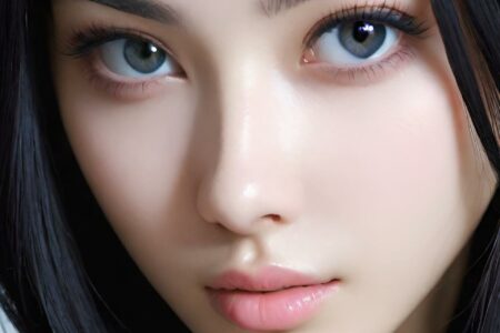 AI girl with black hair wallpaper