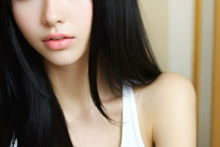 AI girl with black hair wallpaper