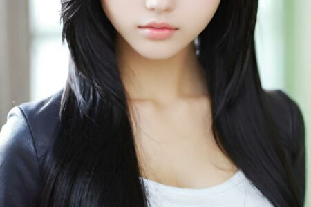 AI girl with black hair wallpaper
