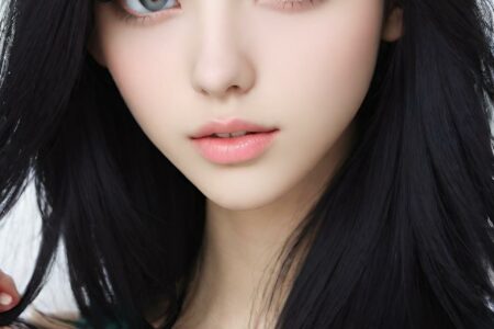 AI girl with black hair wallpaper