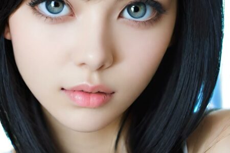 AI girl with black hair wallpaper