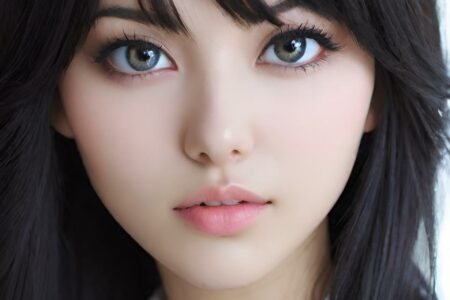 AI girl with black hair wallpaper