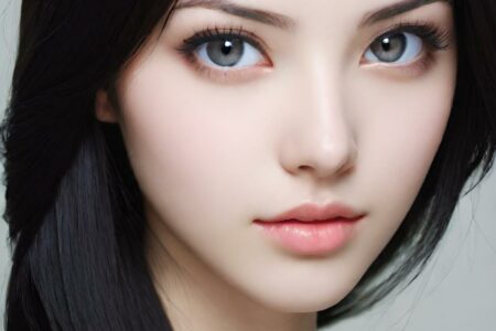 AI girl with black hair wallpaper