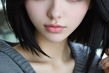 AI girl with black hair wallpaper