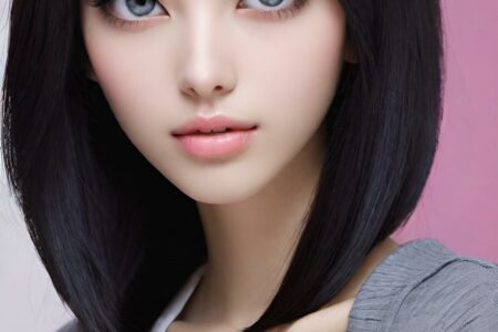 AI girl with black hair wallpaper
