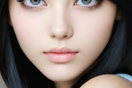 AI girl with black hair wallpaper