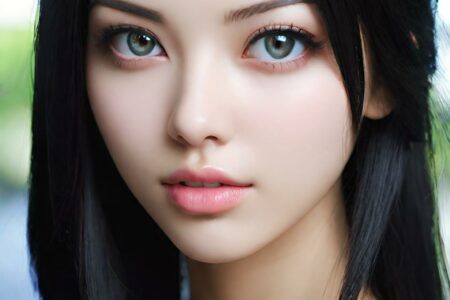 AI girl with black hair wallpaper