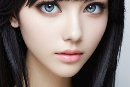 AI girl with black hair wallpaper