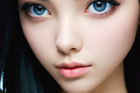 AI girl with black hair wallpaper