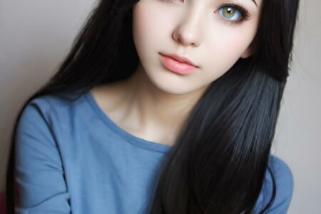 AI girl with black hair wallpaper
