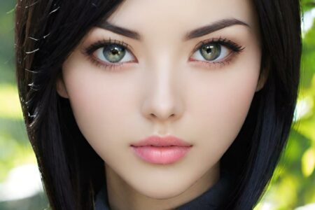 AI girl with black hair wallpaper