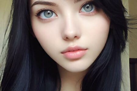 AI girl with black hair wallpaper