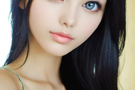 AI girl with black hair wallpaper