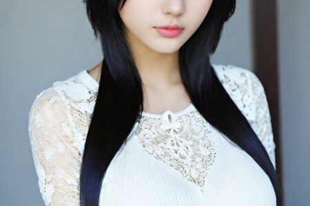 AI girl with black hair wallpaper