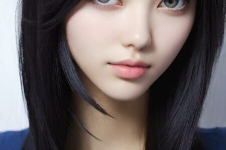 AI girl with black hair wallpaper
