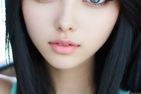 AI girl with black hair wallpaper