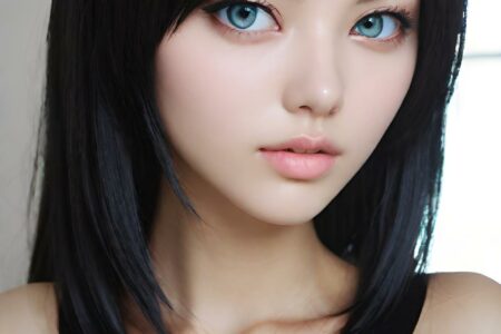 AI girl with black hair wallpaper