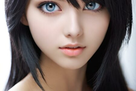 AI girl with black hair wallpaper
