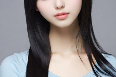 AI girl with black hair wallpaper