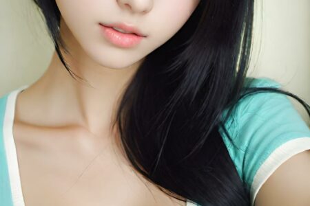 AI girl with black hair wallpaper