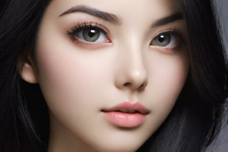AI girl with black hair wallpaper