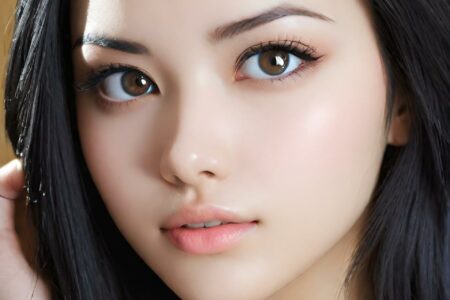 AI girl with black hair wallpaper