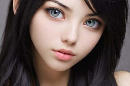 AI girl with black hair wallpaper