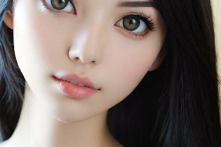 AI girl with black hair wallpaper