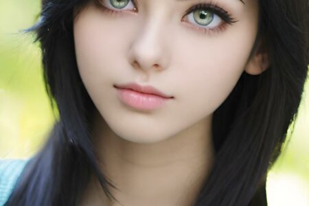 AI girl with black hair wallpaper