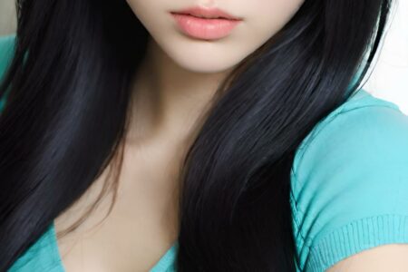 AI girl with black hair wallpaper