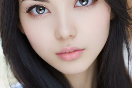 AI girl with black hair wallpaper